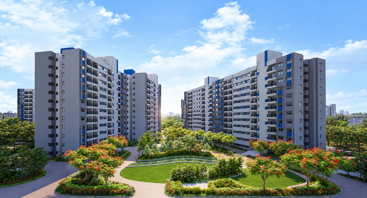 Adarsh Urbanite high-rise towers on Whitefield–Hoskote Road, East Bangalore