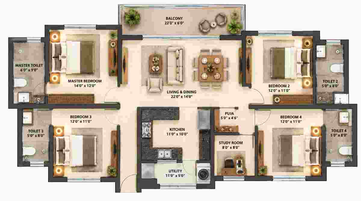 Adarsh Urbanite 4 BHK Floor Plan Adarsh Urbanite 4 BHK floor plan